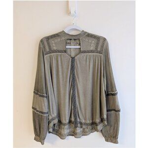 POL clothing boho sheer long sleeve blouse